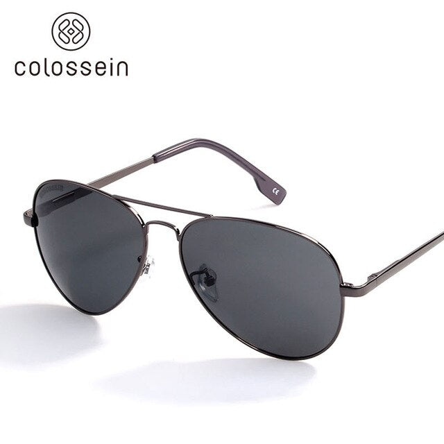 COLOSSEIN Sunglasses Men Polarized Metal Pilot Sunglasses Women Brown Lens Fashion UV400 Classic Men Eyewear Vintage Glasses