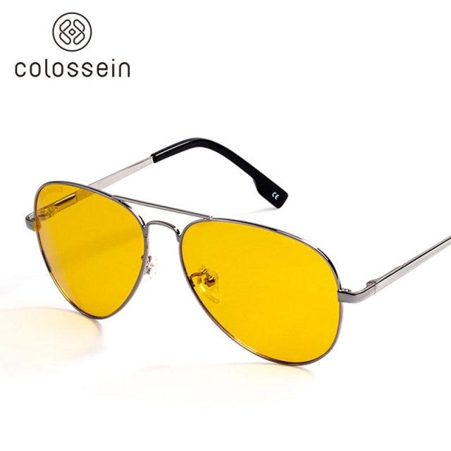 COLOSSEIN Sunglasses Men Polarized Metal Pilot Sunglasses Women Brown Lens Fashion UV400 Classic Men Eyewear Vintage Glasses