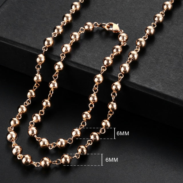 Men Women's Jewelry Set 585 Rose Gold Bracelet Necklace Set Double Curb Cuban Weaving Bismark Chain 2018 Wholesale Jewelry KCS04