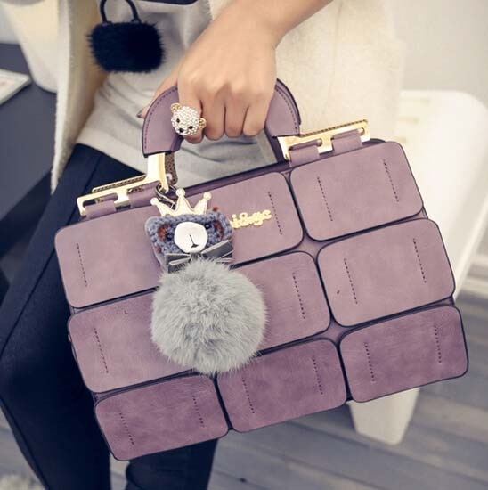 High quality women bag suture Boston bag inclined shoulder bag women leather handbags Travel Bags 0232#