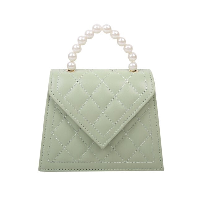 Popular Simple Female Daily Bag Casual Totes Bags Women Solid PU Crossbody Pearl Handle Female Shoulder Handbags