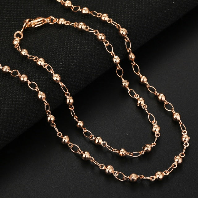 Men Women's Jewelry Set 585 Rose Gold Bracelet Necklace Set Double Curb Cuban Weaving Bismark Chain 2018 Wholesale Jewelry KCS04