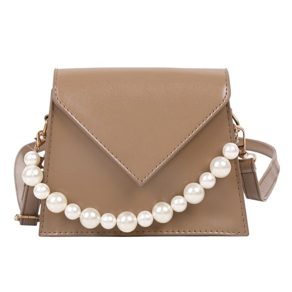 Popular Simple Female Daily Bag Casual Totes Bags Women Solid PU Crossbody Pearl Handle Female Shoulder Handbags