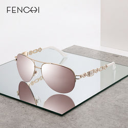 FENCHI Pink Sunglasses Women 2021 Pilot Vintage Female Sun Gasses UV 400 White Shades Zonnebril Dames Oculos Feminino De Sol