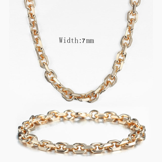 Davieslee 585 Rose Gold Jewelry Set For Women Braided Foxtail Link Chain Necklace Bracelet Set Wholesale Jewelry 2021 Gift LCSS1