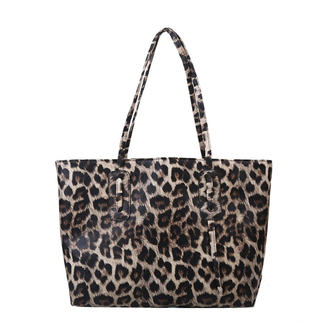 Women Retro Leopard Zebra Animal Printed Shoulder Bag Portable Large Capacity PU Leather Totes Casual Street Shopping Handbags