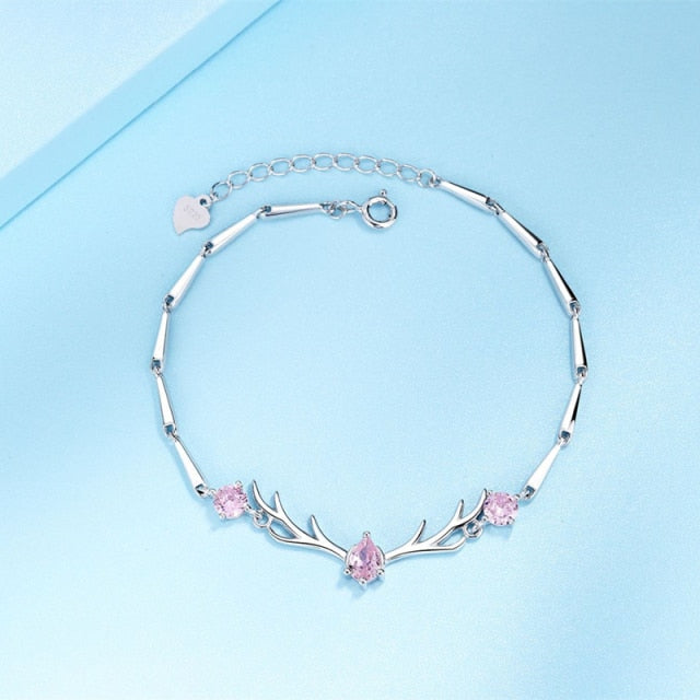 HIYONG Sterling 925 Silver Bracelet, Deer Color Stone Bracelet Christmas Bracelets High Quality Women Gift Jewelry Dropshipping