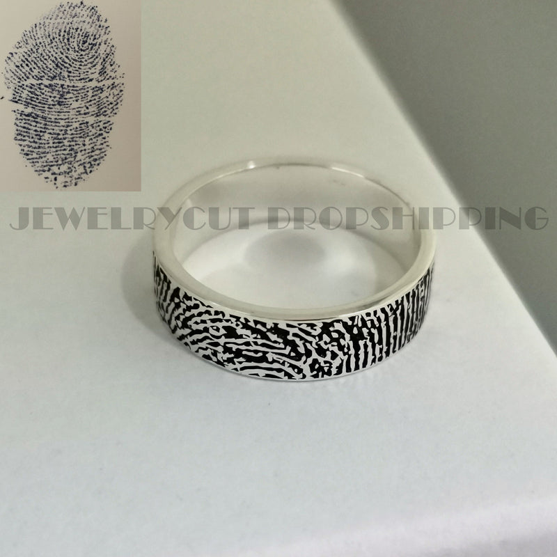 Custom 925 Sterling Silver FingerPrint Ring Engrave Name Rings for Lover Baby Gift Mother's Day Gift Jewelry