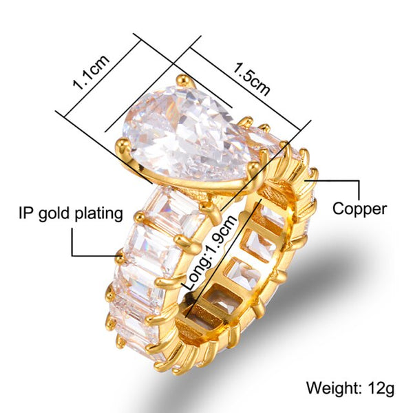 US7 2020 New Heart Rings For Women Men High Quality Copper Gold Silver Color Iced Out Cubic Zirconia Ring Hip Hop Jewelry Gift