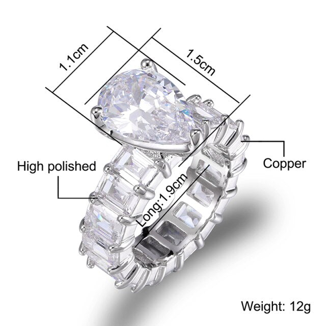 US7 2020 New Heart Rings For Women Men High Quality Copper Gold Silver Color Iced Out Cubic Zirconia Ring Hip Hop Jewelry Gift